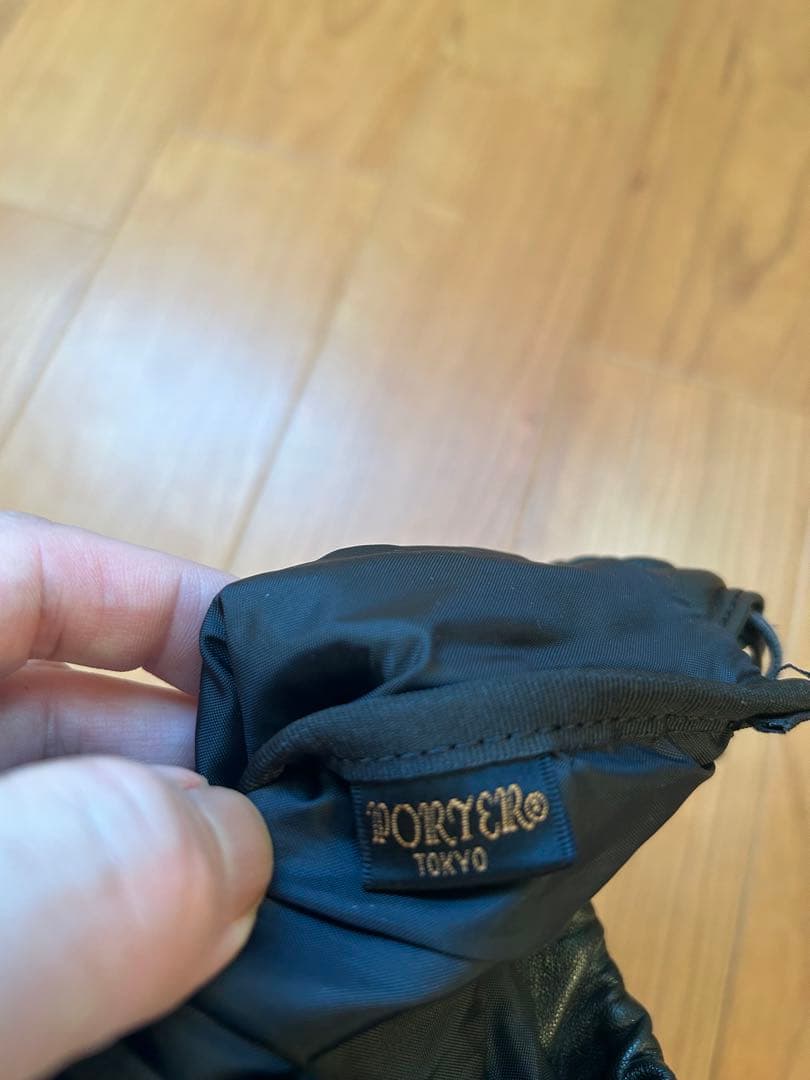 PORTER ブラックレザー　巾着