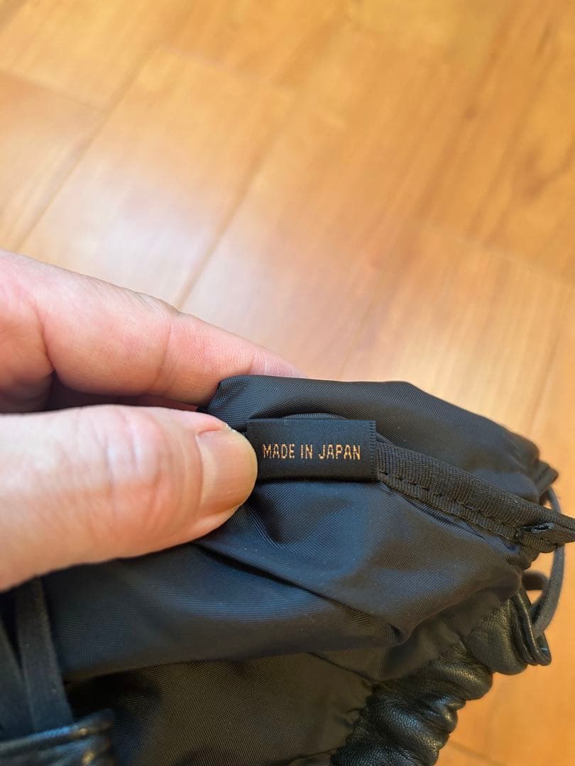 PORTER ブラックレザー　巾着
