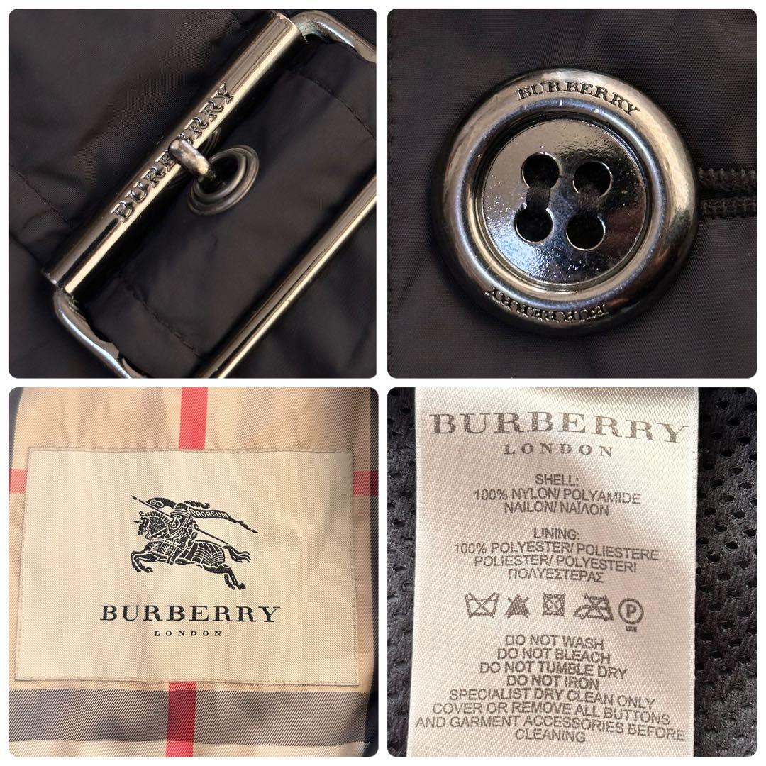 バーバリーロンドン トレンチコート ギガチェック ノバチェック 黒 L ナイロン