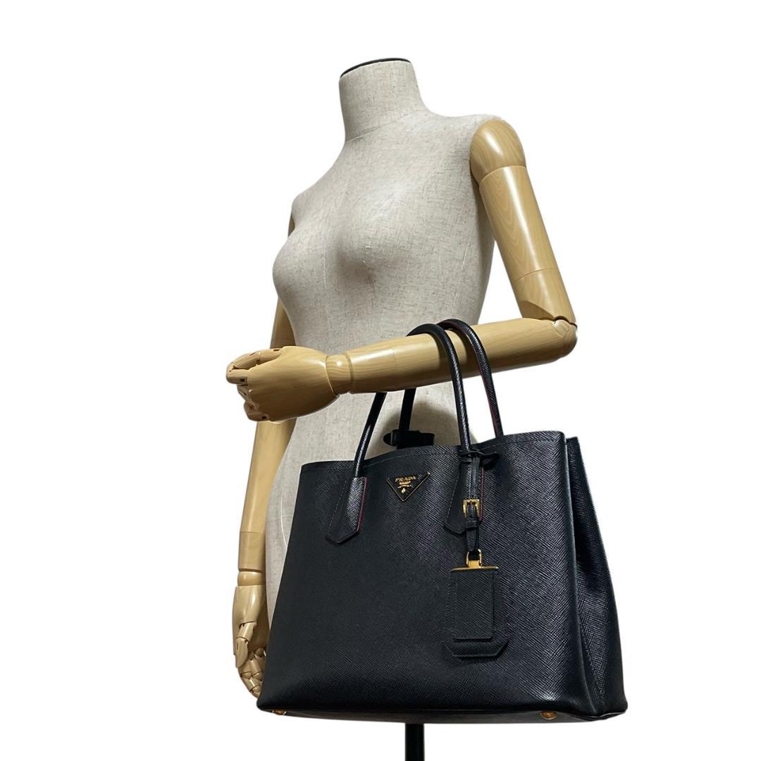【超極美品】プラダ ダブルバッグ サフィアーノ トライアングルロゴ トートバッグ