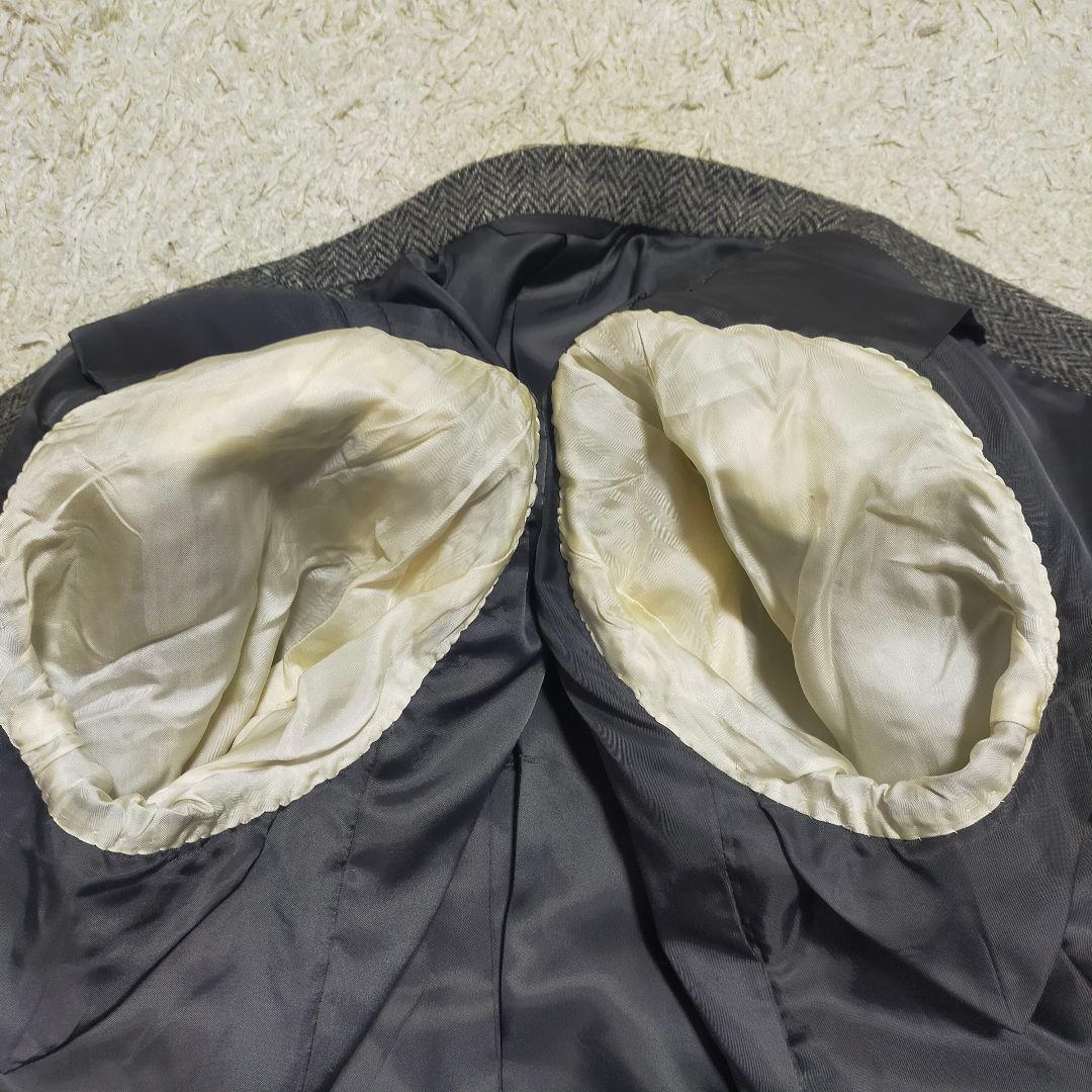 【大人ビジカジ】ニューヨーカー×ハリスツイード・ジャケット・灰ヘリンボーン・M