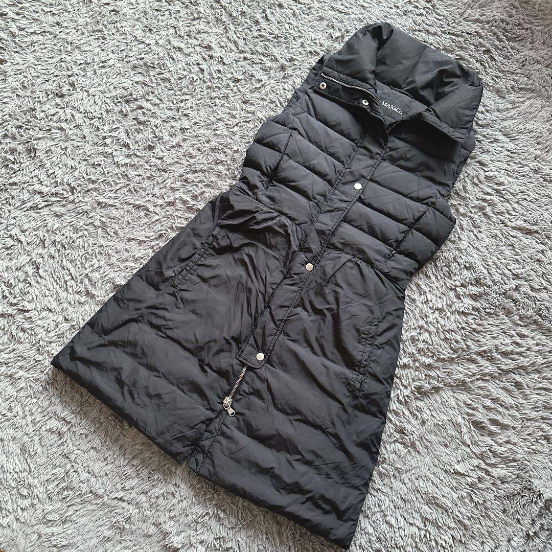 Max&Co ダウンベスト　ロングベスト　ブラック　38 羽織り　防寒　ジップ