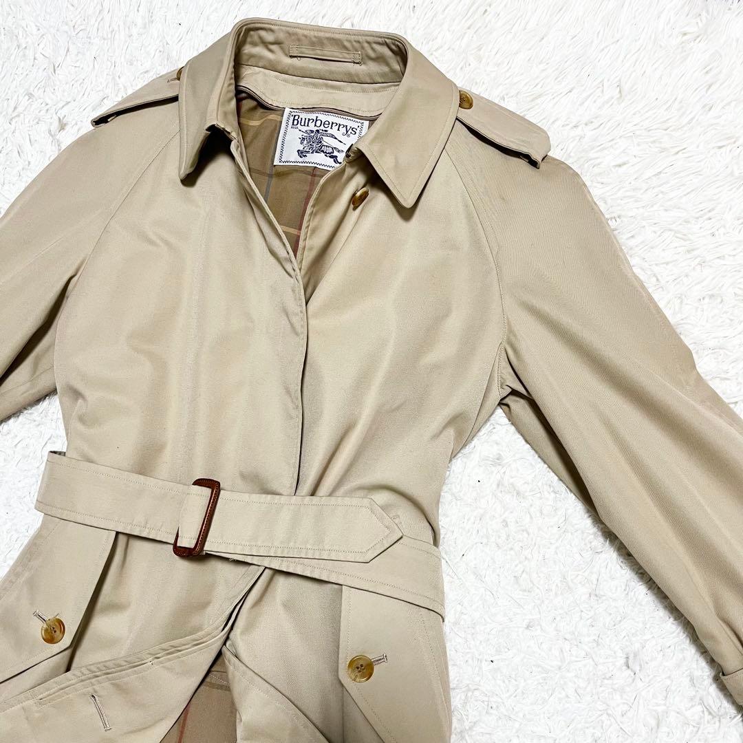 ✨人気✨Burberrys ノバチェック ステンカラーコート ベルト付　M相当