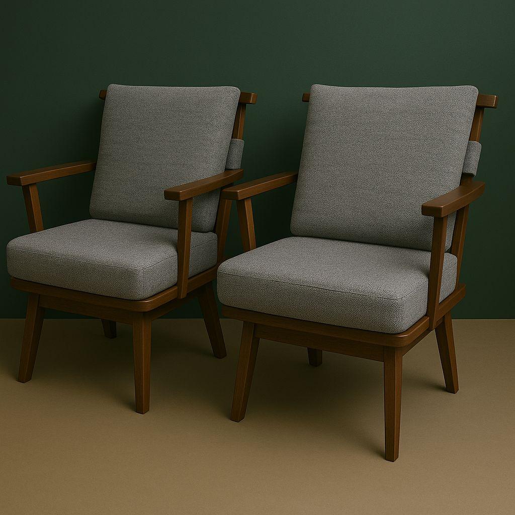 ヒロ様、1脚目　大川家具 春風 肘付回転椅子 天然木 高級チェア