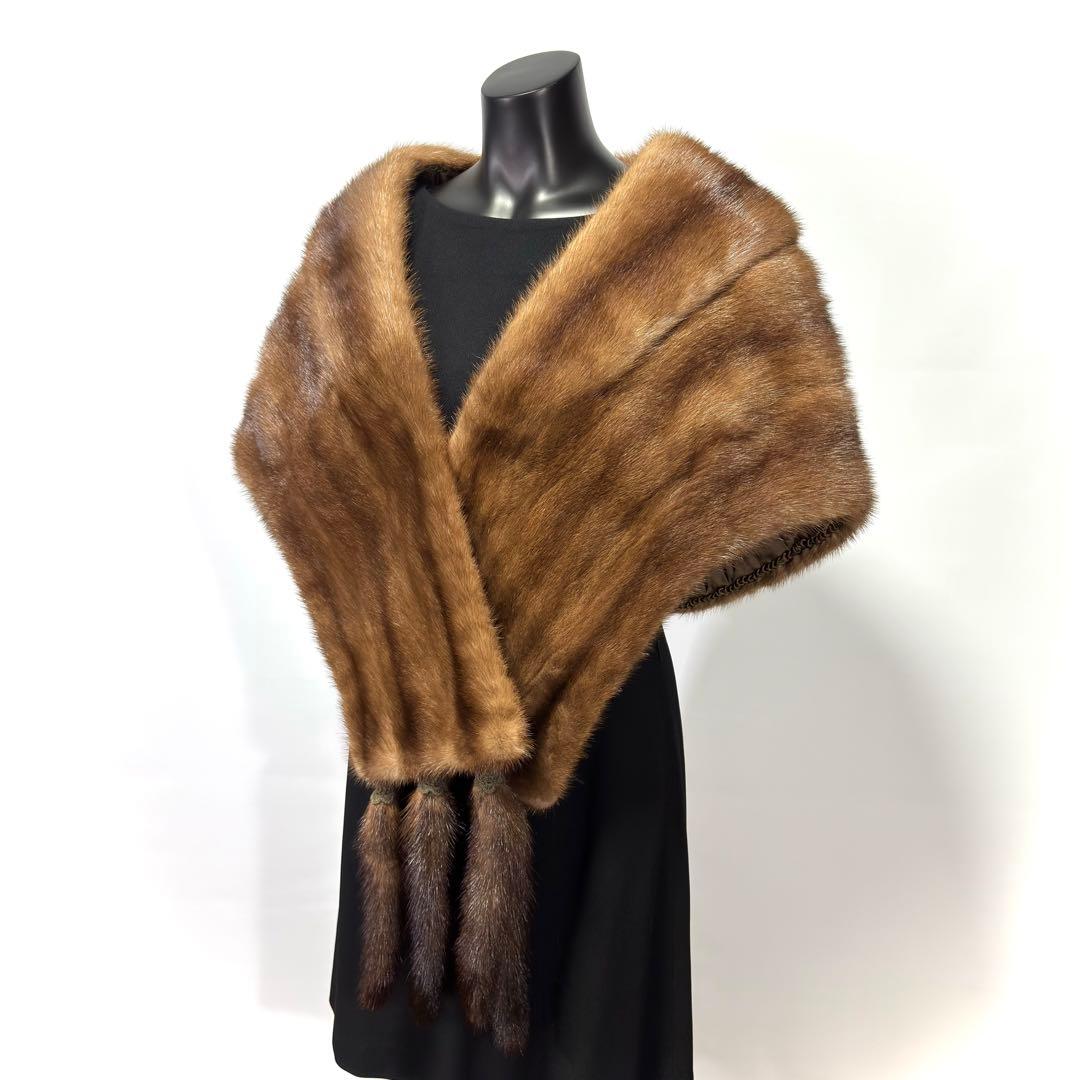 【高級】Pastel Mink パステルミンク ファーショール ミンクテール