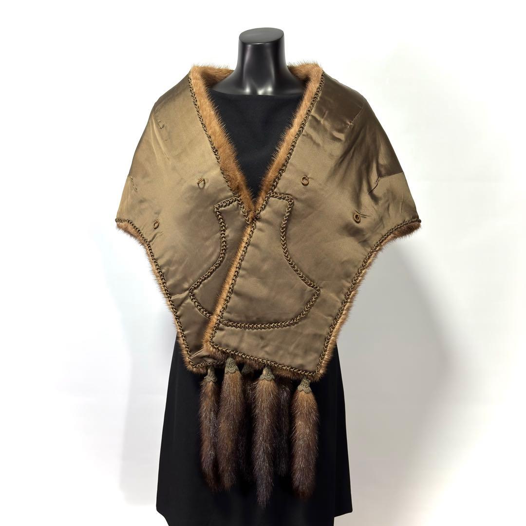 【高級】Pastel Mink パステルミンク ファーショール ミンクテール