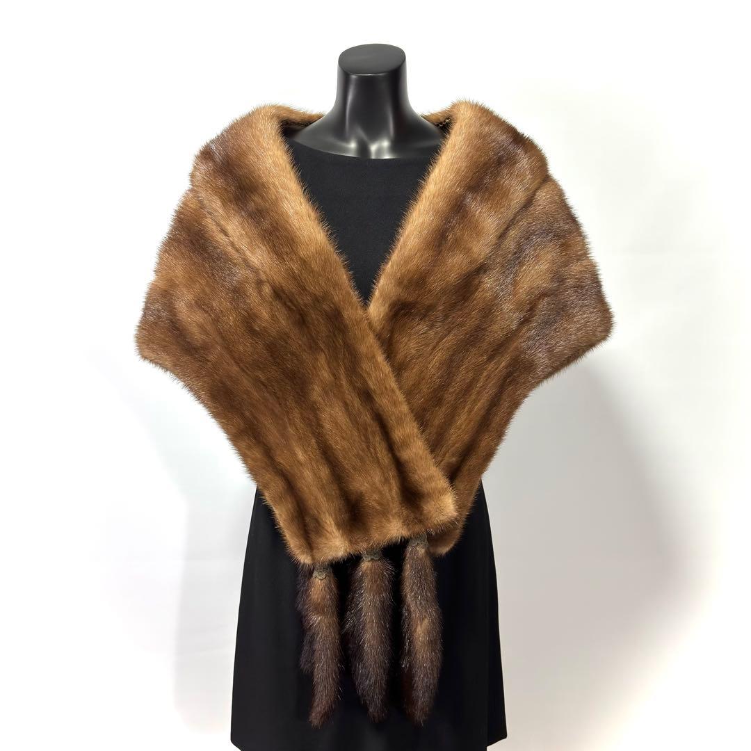 【高級】Pastel Mink パステルミンク ファーショール ミンクテール