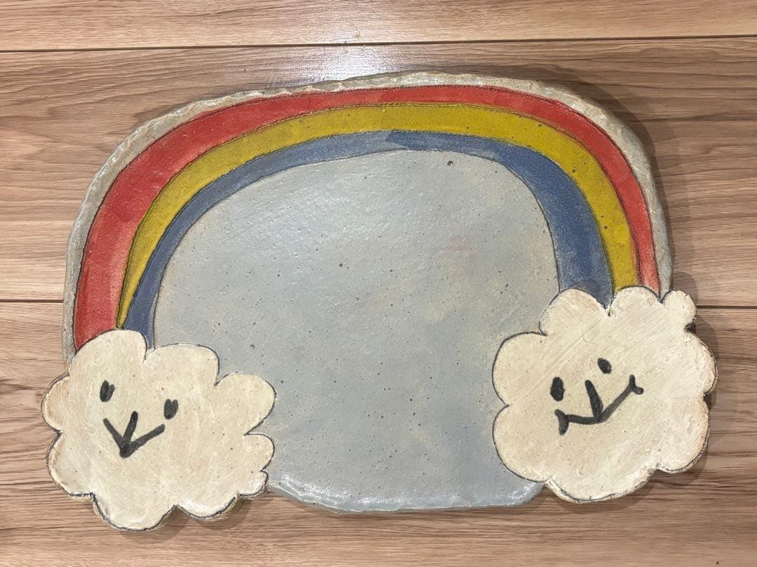 新品　岡村友太郎 虹と雲の陶器皿