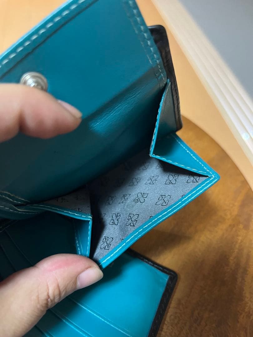 ETTINGER 二つ折り財布 青色 レザー