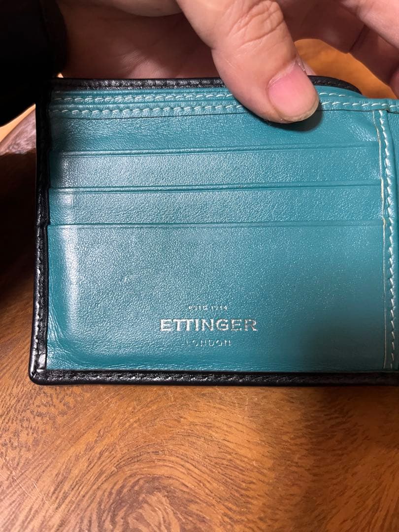 ETTINGER 二つ折り財布 青色 レザー