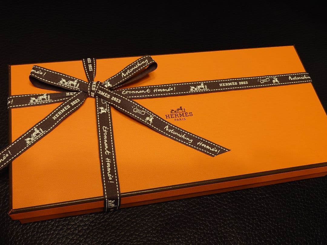 HERMES エルメス カシミアマフラーＨエコセ・レクトヴェルソオレンジ／グレー