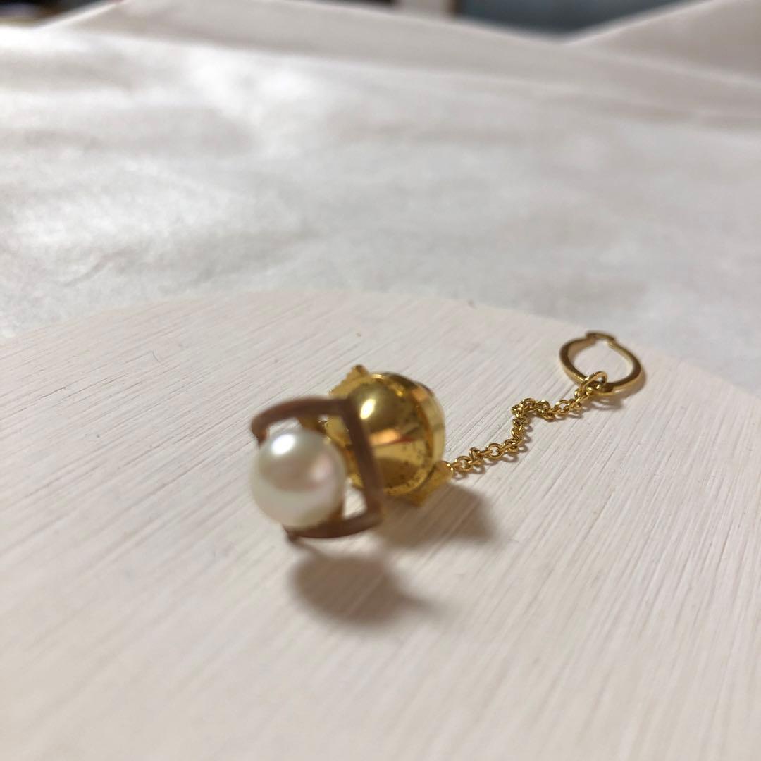 本真珠　タイタック　K18 ネクタイピン
