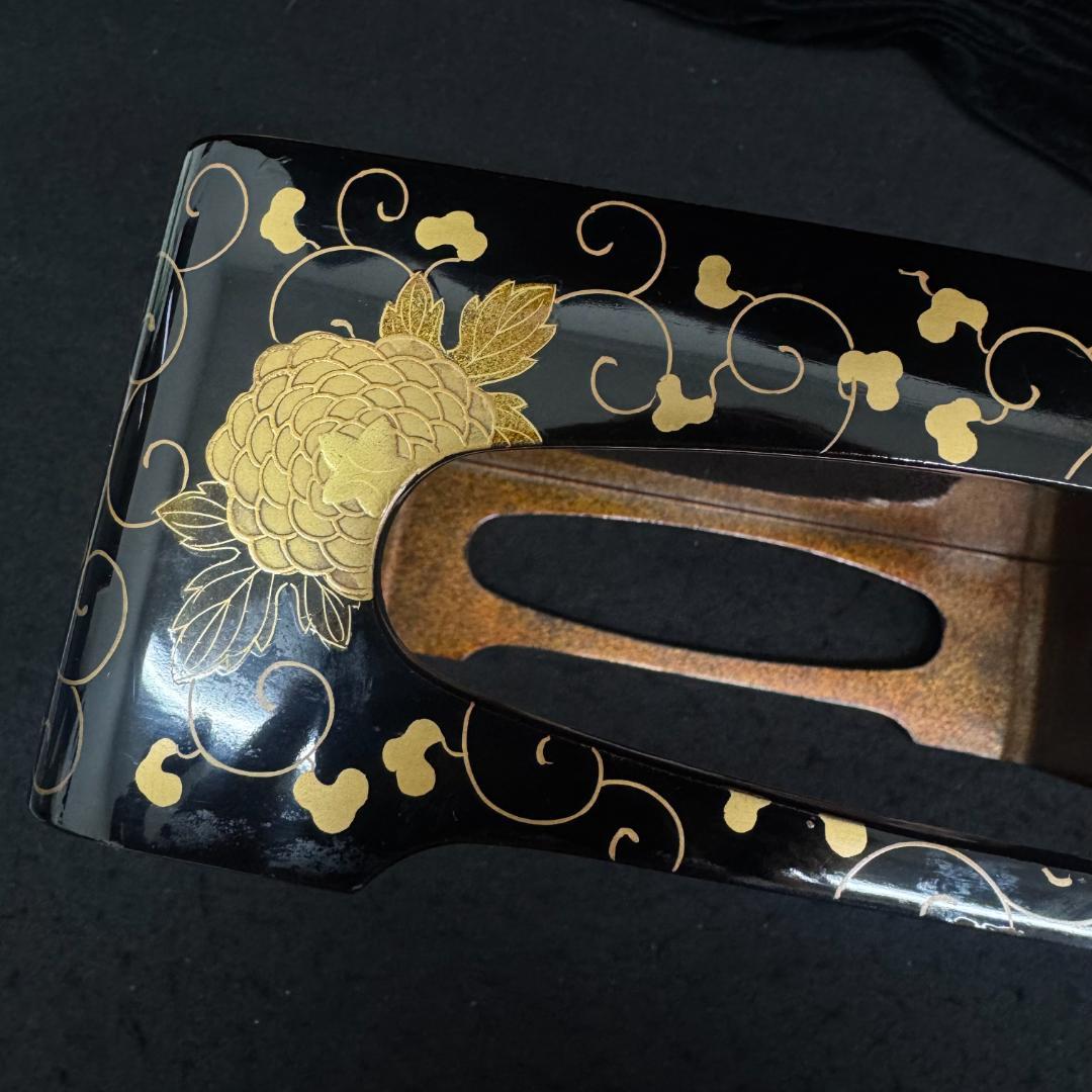 茶道具 金彩菊花蒔絵 重台 四方盆　共箱