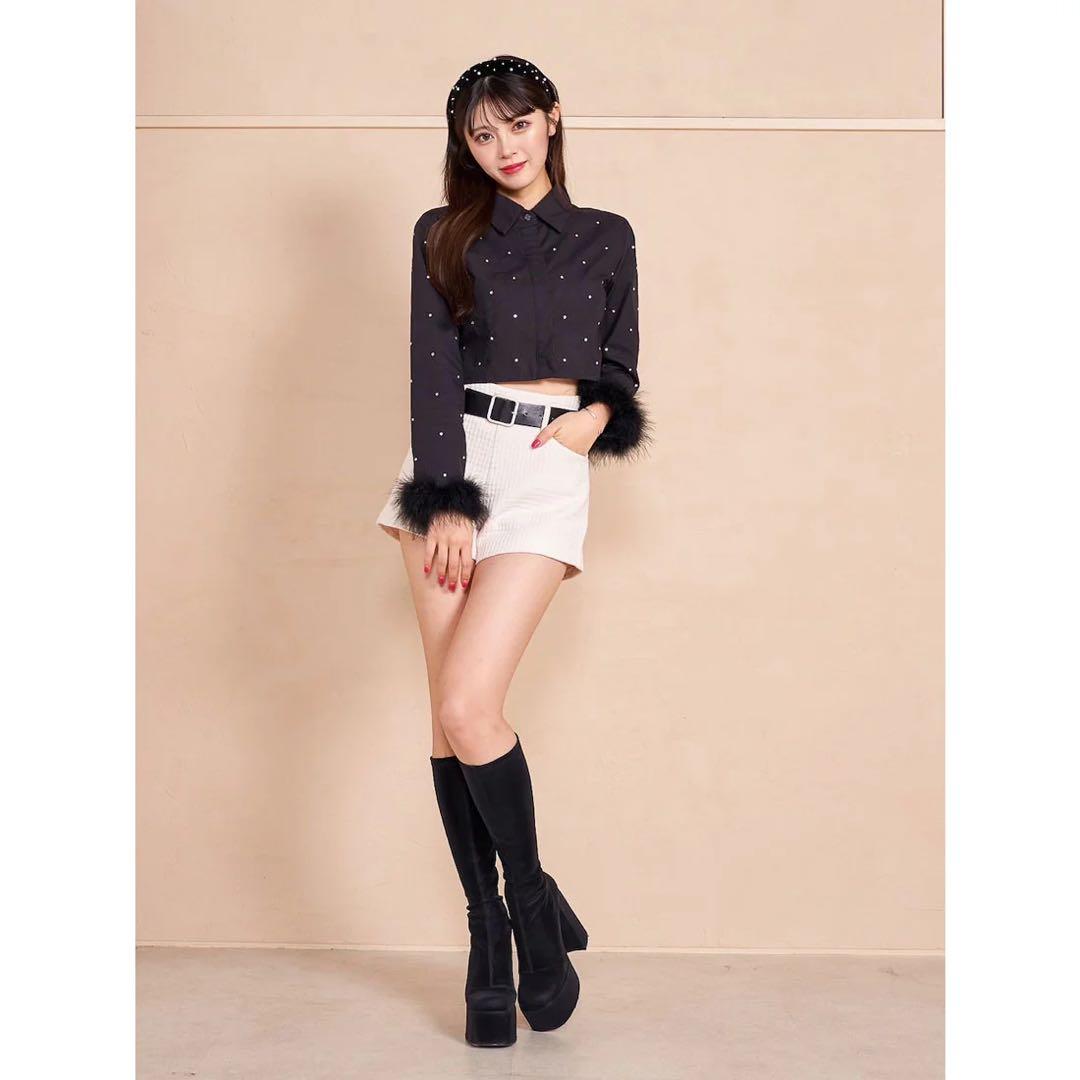 新品タグ付き ダーリッチ ツイードベルトショートパンツ ホワイト Mサイズ 白