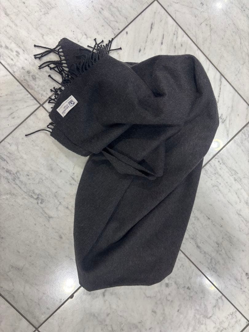 Johnstons of Elgin 大判カシミヤストールマフラー ダークグレー