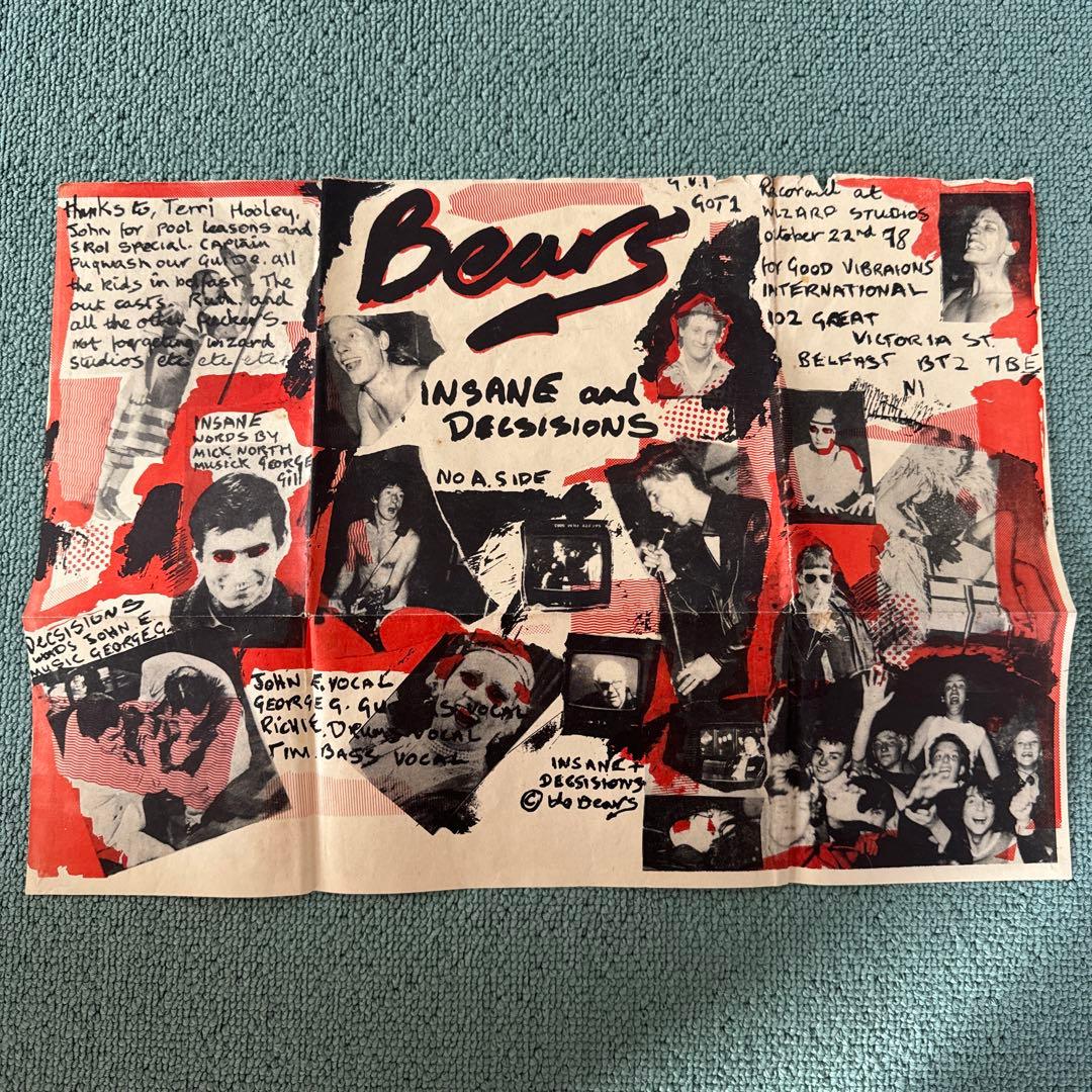 Bears『Insane and Decisions』7inchアナログレコード