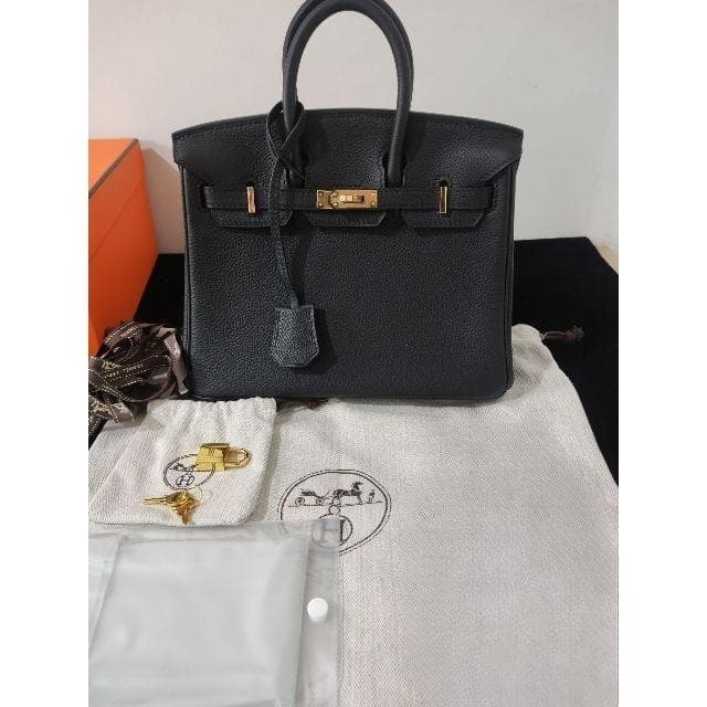 バーキン 25 黒 ハンドバッグ ゴールド金具