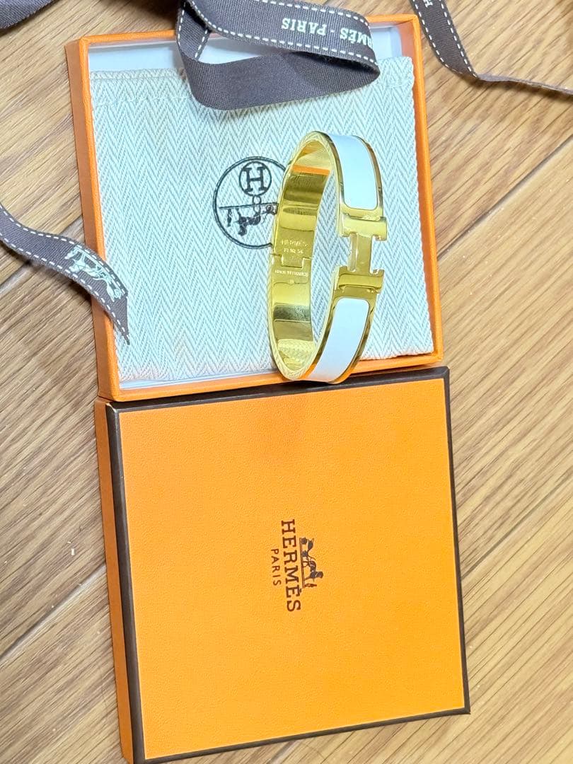 HERMESエルメス ゴールド ホワイト バングル