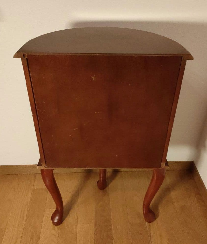 アンティーク調 木製 猫脚 ジュエリーチェスト 4段 半円 猫足 3本足