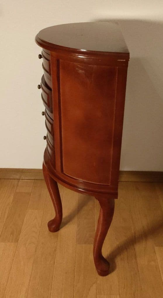 アンティーク調 木製 猫脚 ジュエリーチェスト 4段 半円 猫足 3本足