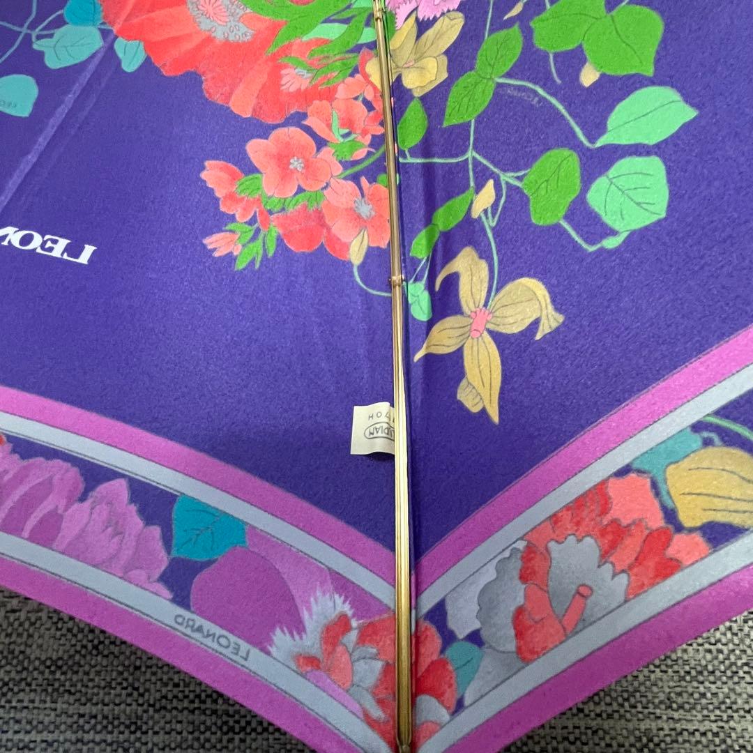 LEONARD レオナール　花柄文字ロゴ　一本傘　長傘　晴雨兼用