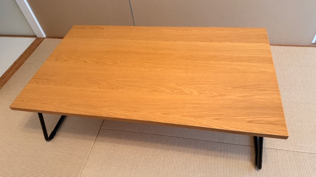 オーク折りたたみローテーブル 120cm