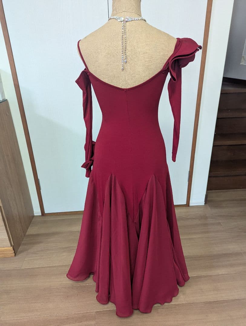 社交ダンス　ドレス　ワインレッド　 L