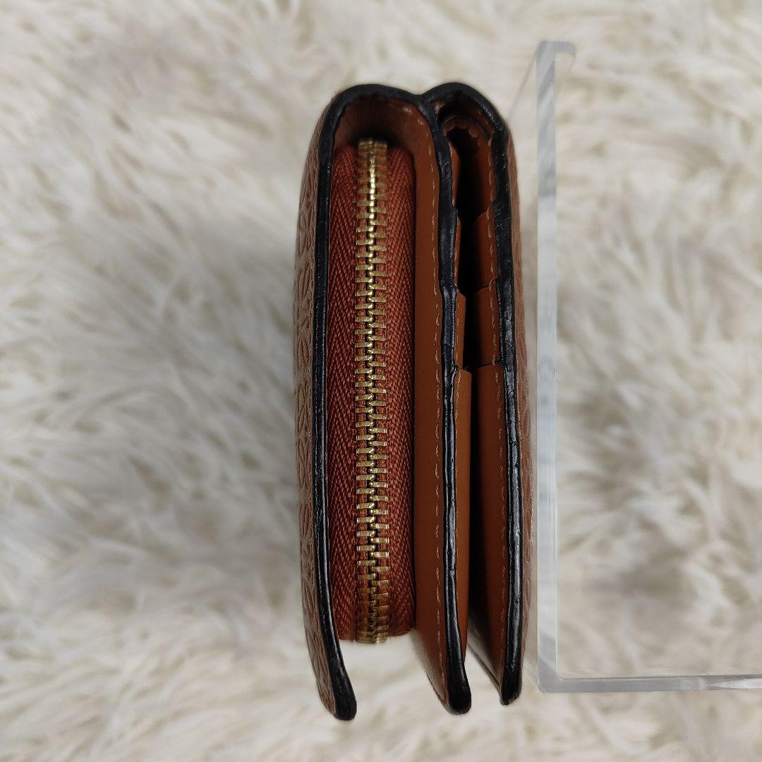 希少　LOEWE　 二つ折り財布 リピート アナグラム ロゴ レザー ブラウン