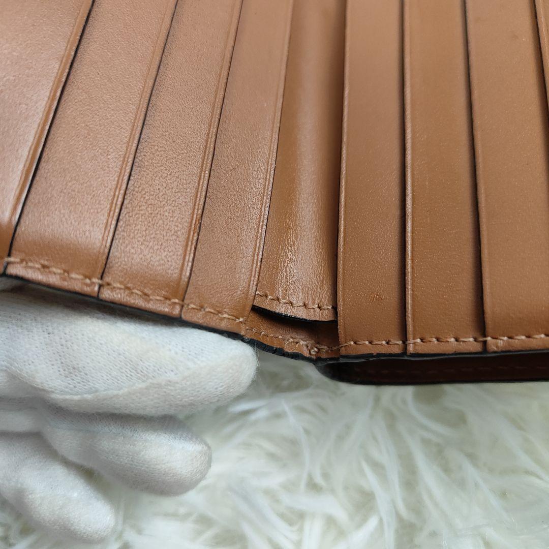 希少　LOEWE　 二つ折り財布 リピート アナグラム ロゴ レザー ブラウン