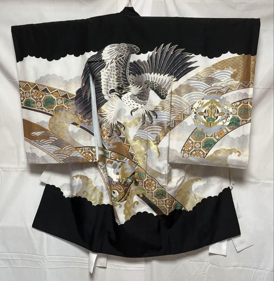 ろ*ん様 1-K お宮参り 七五三　着物、長襦袢　男の子　正絹 祝い着