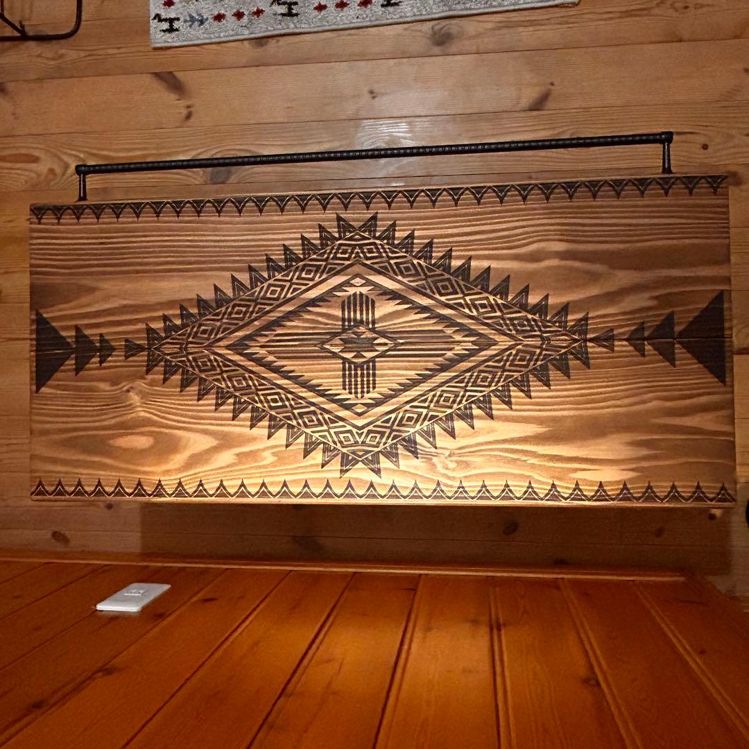 No.554 アイアンローテーブル オルテガテーブル　ネイティブ柄