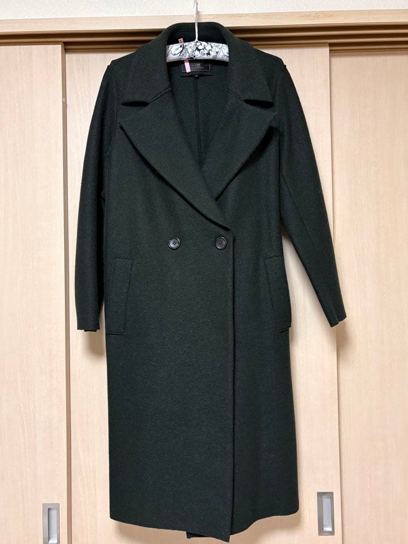 23区 Moessmer ロングコート　リバーコート　ダークグリーン　ベルト付き