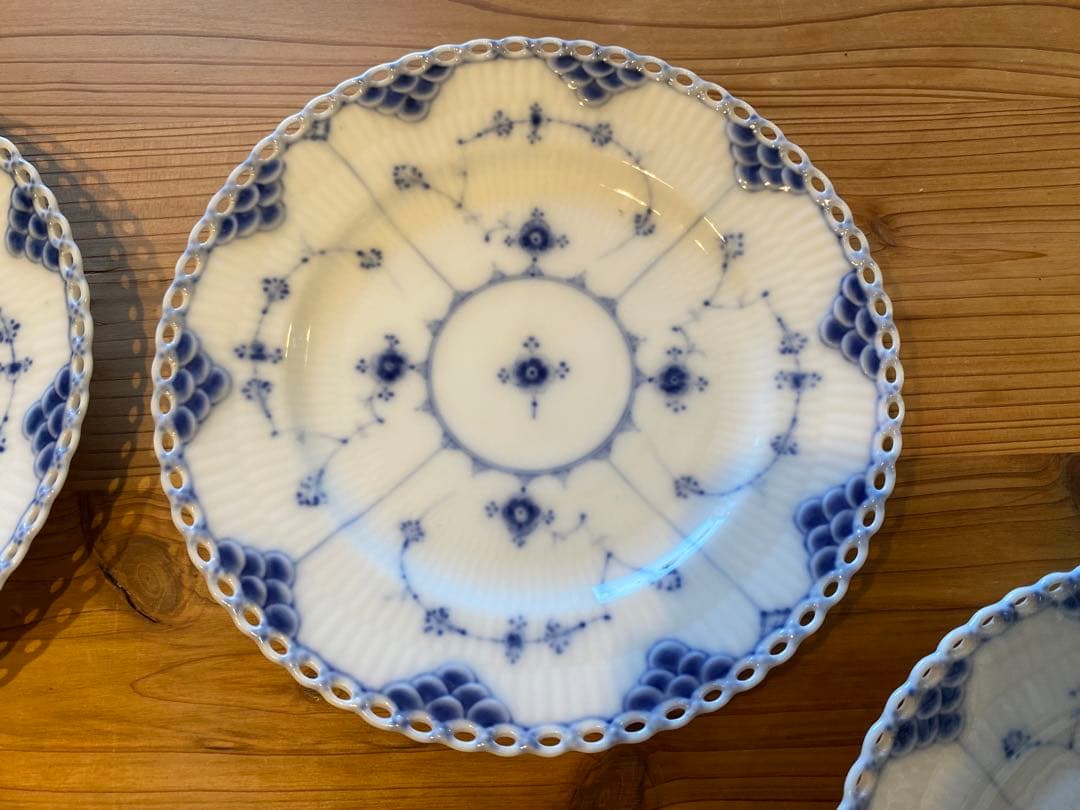 【ヤマザキ】フルレース　ケーキプレート　1870-90年製　6枚