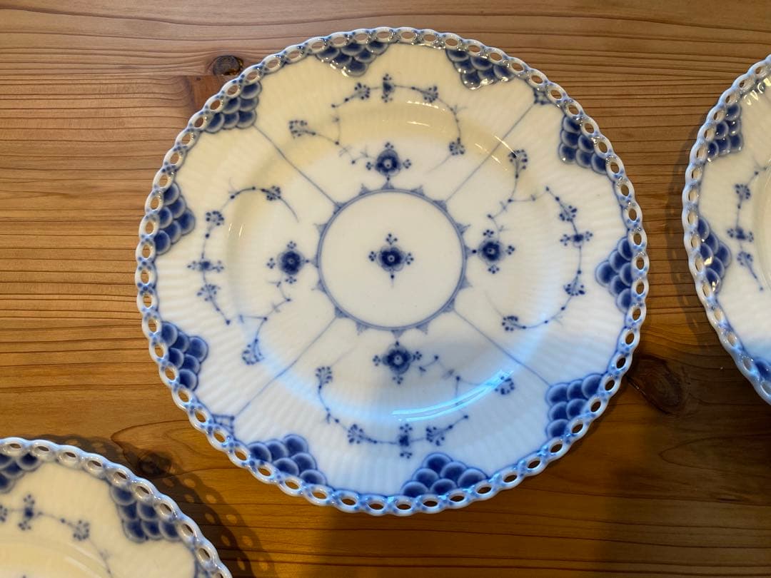 【ヤマザキ】フルレース　ケーキプレート　1870-90年製　6枚