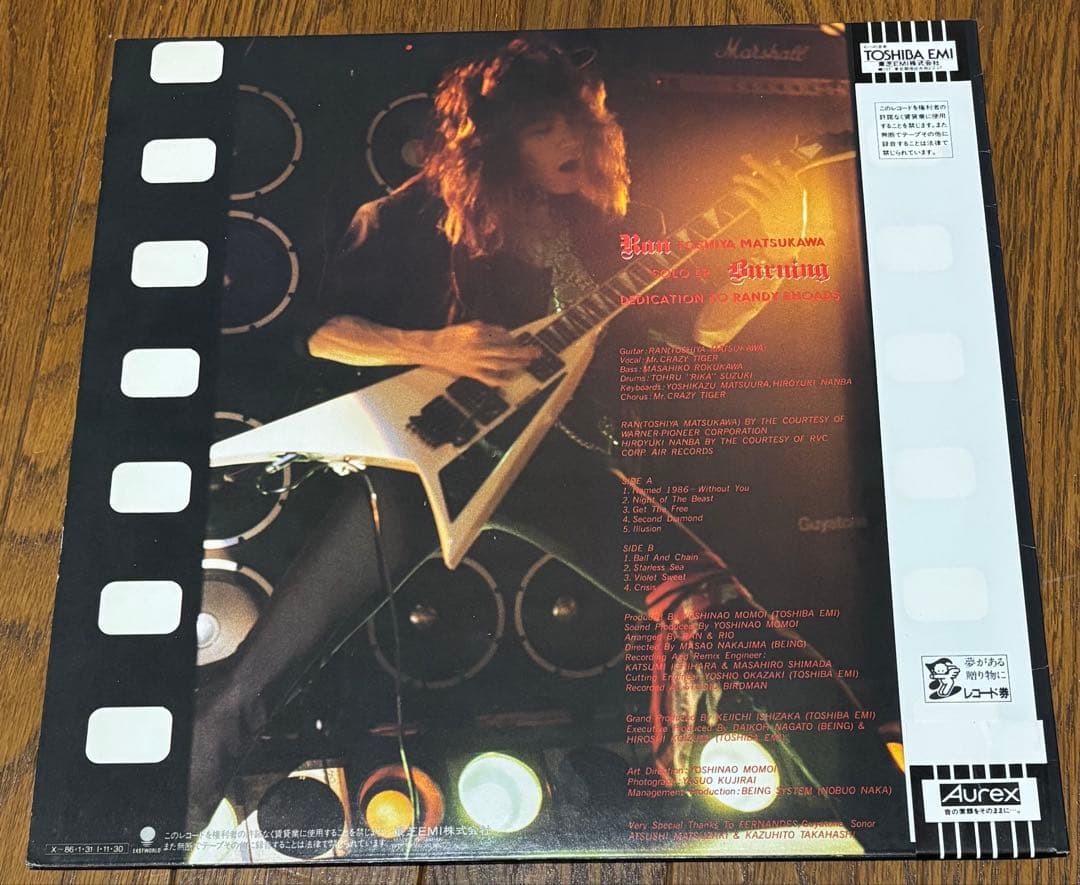 松川敏也　バーニング　B'Z 稲葉浩志　レコード　ran LP ブリザード