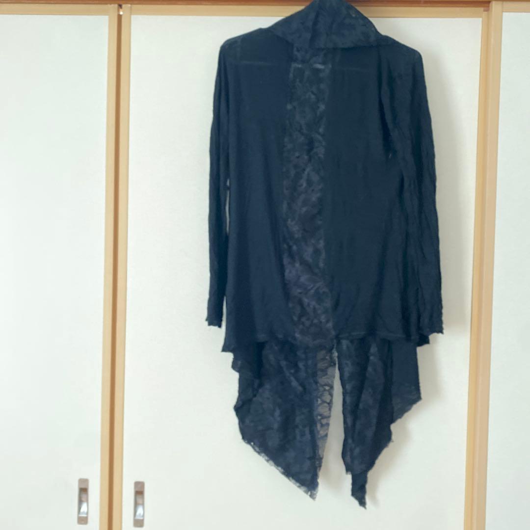 CIVARIZE 黒 レース襟 オープンフロント カーディガン