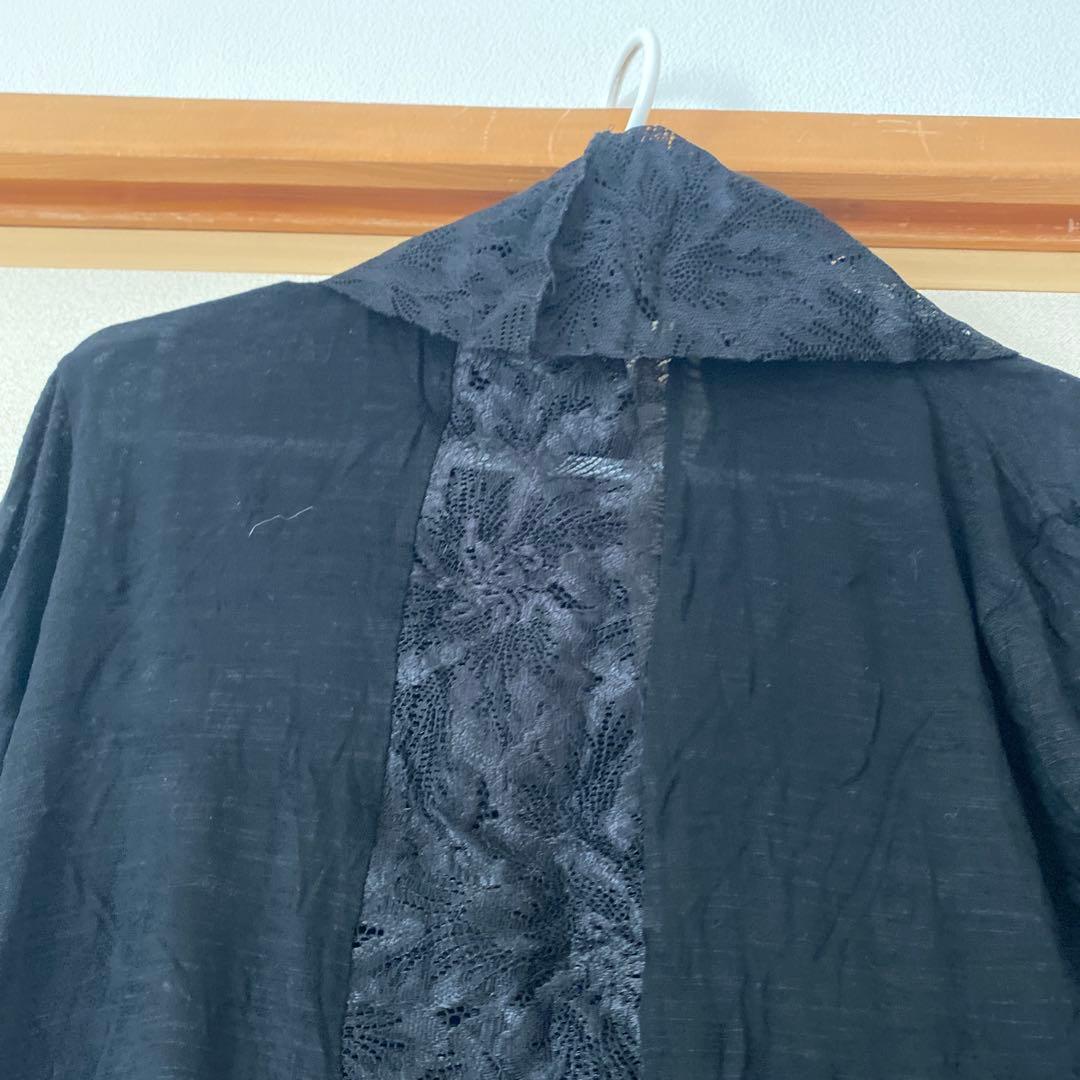 CIVARIZE 黒 レース襟 オープンフロント カーディガン