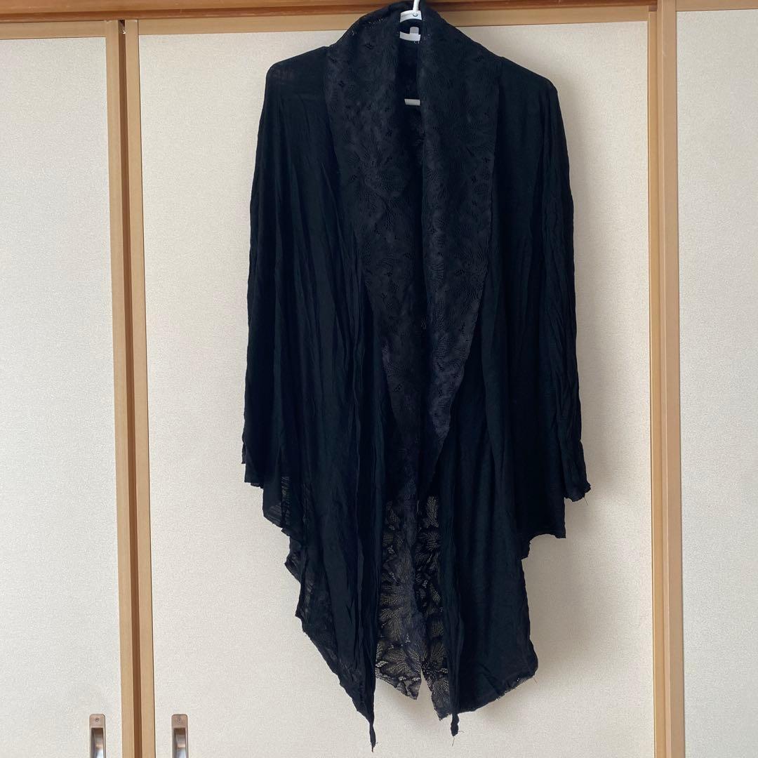 CIVARIZE 黒 レース襟 オープンフロント カーディガン