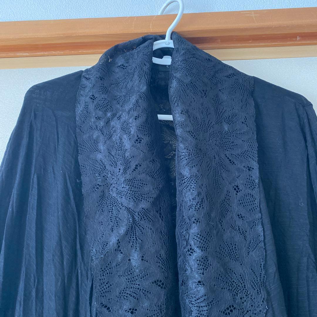 CIVARIZE 黒 レース襟 オープンフロント カーディガン