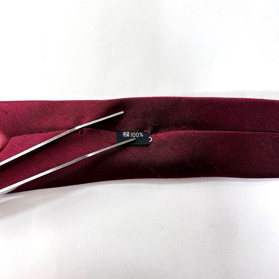 未使用 クリスチャンディオール ネクタイ シルク シャンタン 無地 ソリッド 赤