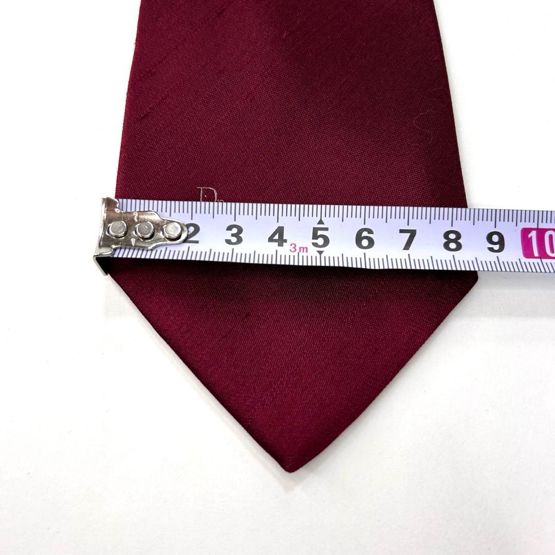 未使用 クリスチャンディオール ネクタイ シルク シャンタン 無地 ソリッド 赤