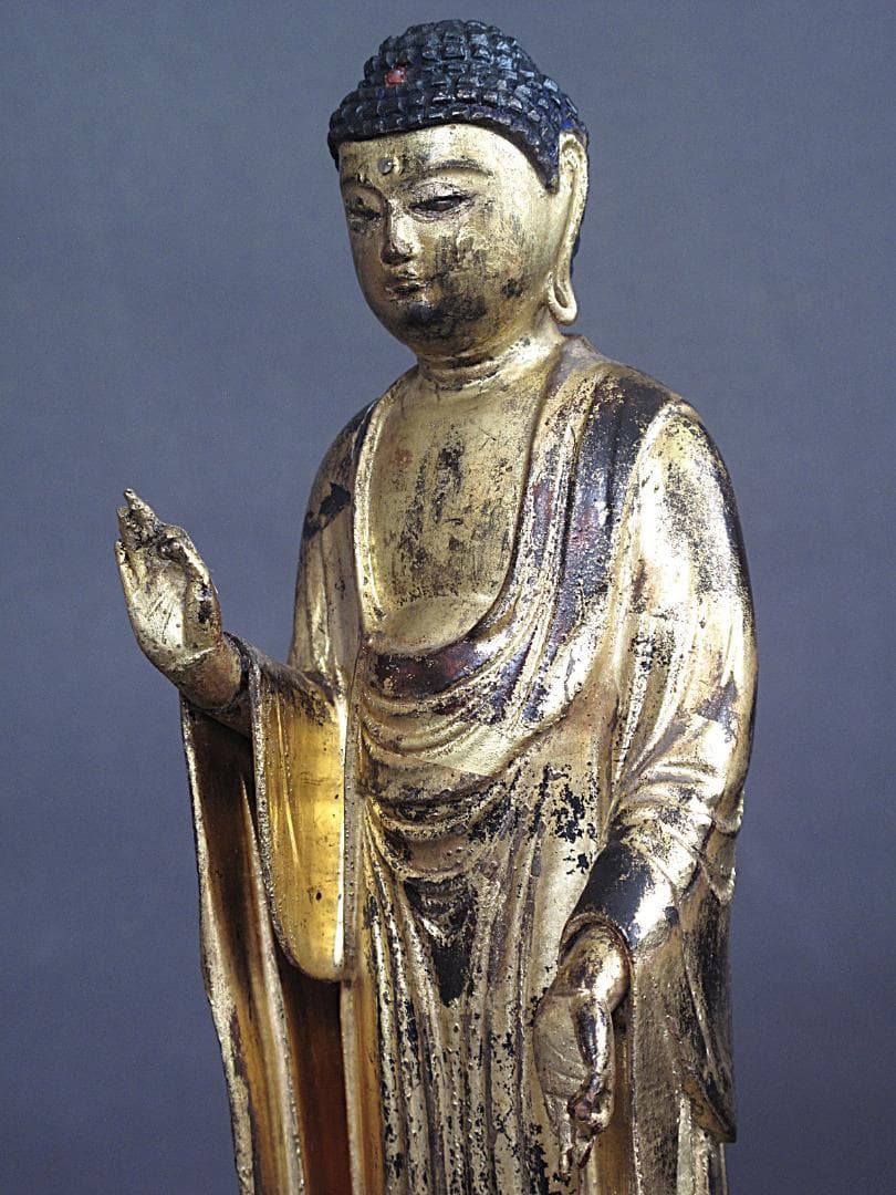 古仏像!!『木造 阿弥陀如来立像』総高27㎝ 像高23㎝