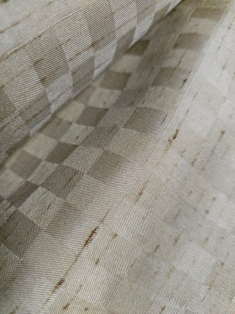 節紬 色無地 市松地模様 着尺