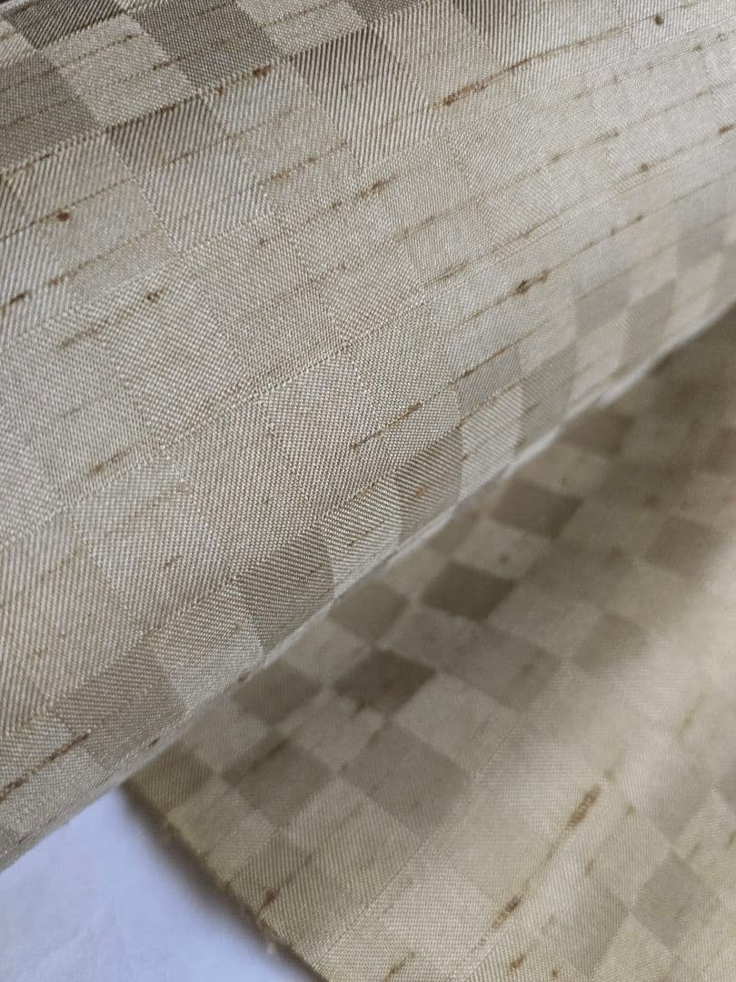 節紬 色無地 市松地模様 着尺