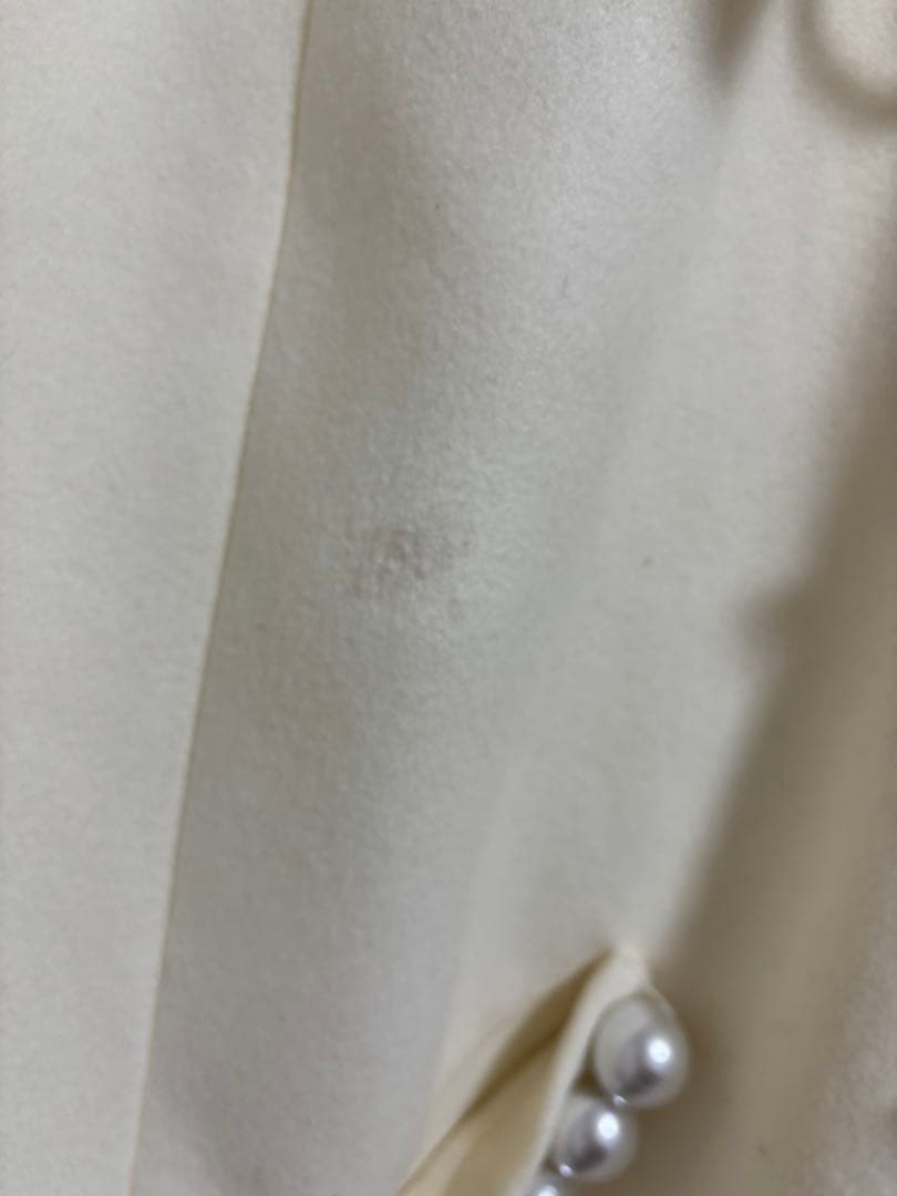 ^*^様 リボン付きボリュームファーフードケープコート ホワイト MARS