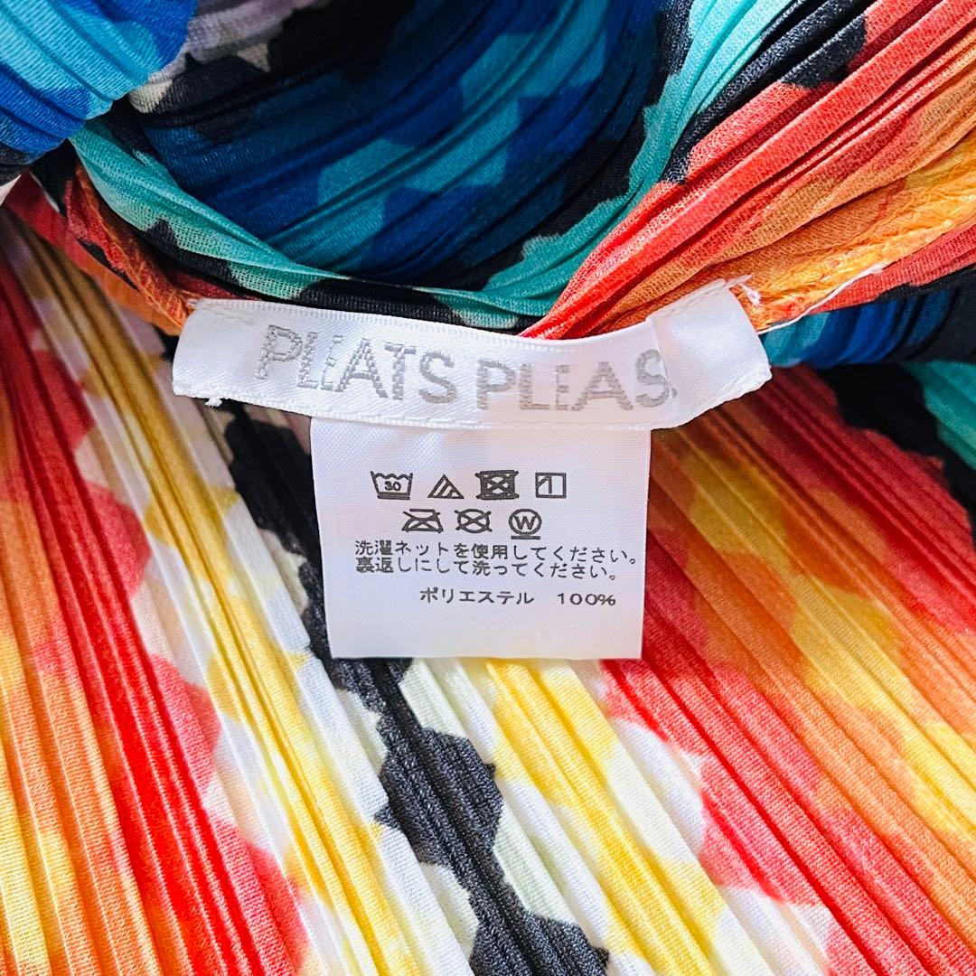 【美品✨】プリーツプリーズ　チュニック　ハイネック　フリンジ　ウェーブ柄　3