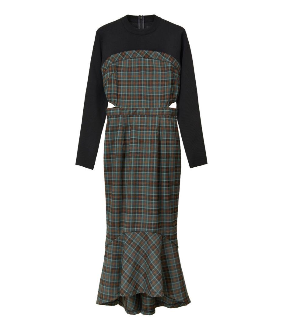 エミリアウィズ　サイドオープンチェックワンピース