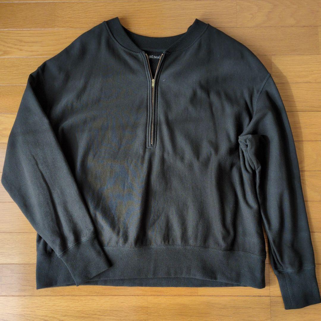 DOUDOU ハーフジップスウェット チャコールグレー