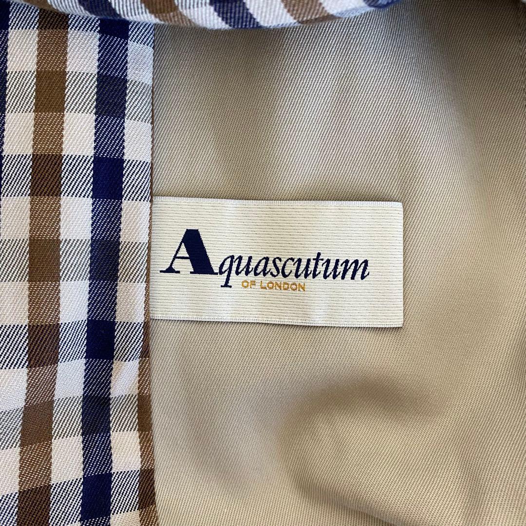 【Aquascutum】ステンカラーコート　裏地チェック【3F】イングランド製