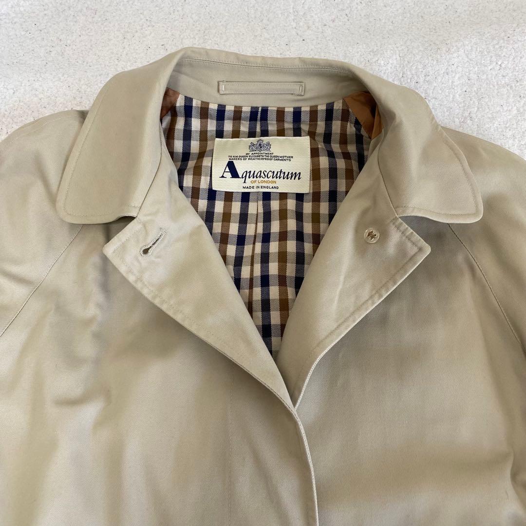 【Aquascutum】ステンカラーコート　裏地チェック【3F】イングランド製